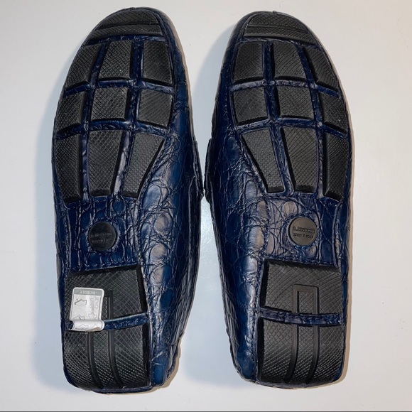a. testoni Rare Navy Blue Crocodile Penny Loafers - Picture 10 of 17